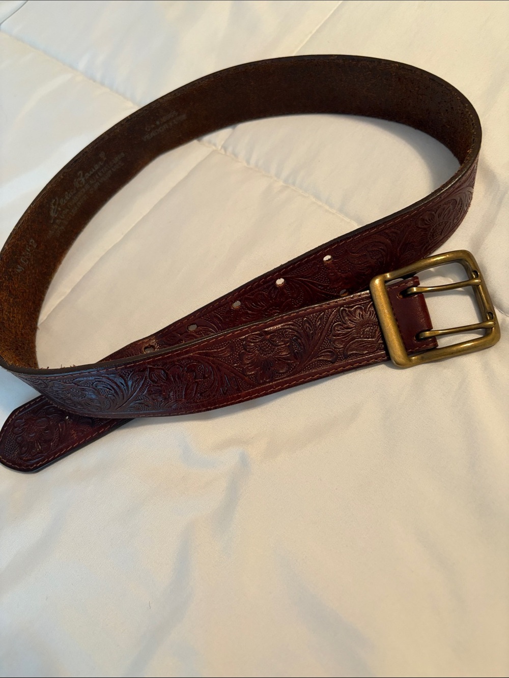Eddie Bauer Hand-Tooled Brown Leather woman’s belt